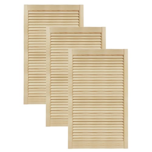 DecoMeister Lamellentüren aus Holz Massivholz Lamellentür Holztür Schranktür mit offenen Lamellen für Kleiderschrank Möbelfronten 594x993 mm 3-er Pack von DecoMeister