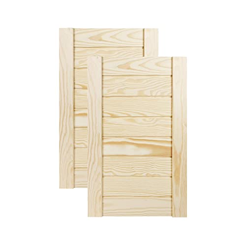 DecoMeister Lamellentür Holztür Natur mit geschlossenen Profilbretter 294x474 mm für Schränke, Regale, Möbel aus Kiefer Holz unbehandelt 2-er Pack von DecoMeister