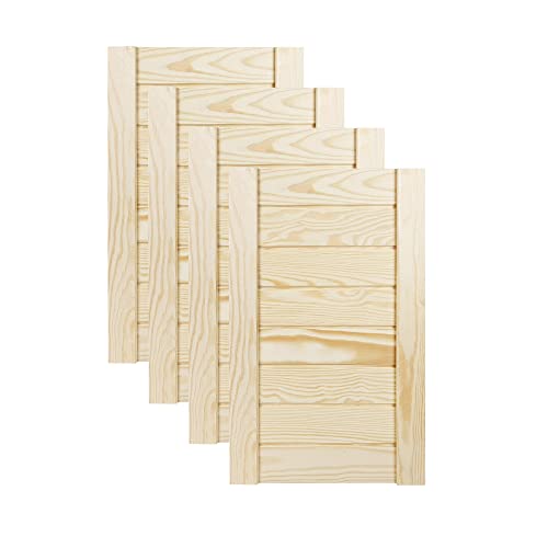 DecoMeister Lamellentür Holztür Natur mit geschlossenen Profilbretter 294x474 mm für Schränke, Regale, Möbel aus Kiefer Holz unbehandelt 4-er Pack von DecoMeister