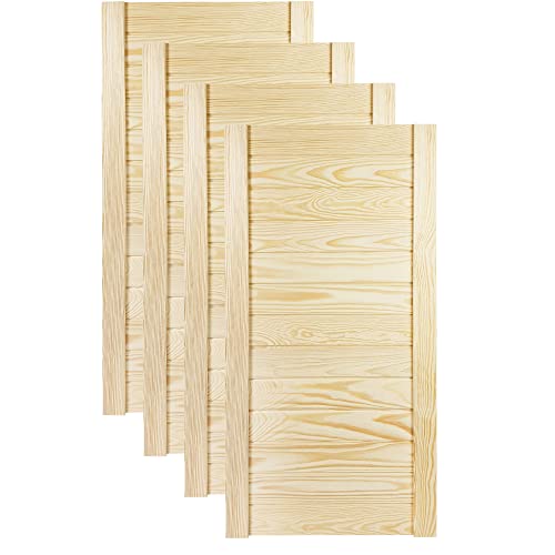 DecoMeister Lamellentür Holztür Natur mit geschlossenen Profilbretter 394x766 mm für Schränke, Regale, Möbel aus Kiefer Holz unbehandelt 4-er Pack von DecoMeister