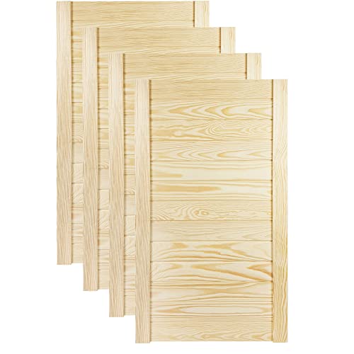 DecoMeister Lamellentür Holztür Natur mit geschlossenen Profilbretter 444x766 mm für Schränke, Regale, Möbel aus Kiefer Holz unbehandelt 4-er Pack von DecoMeister