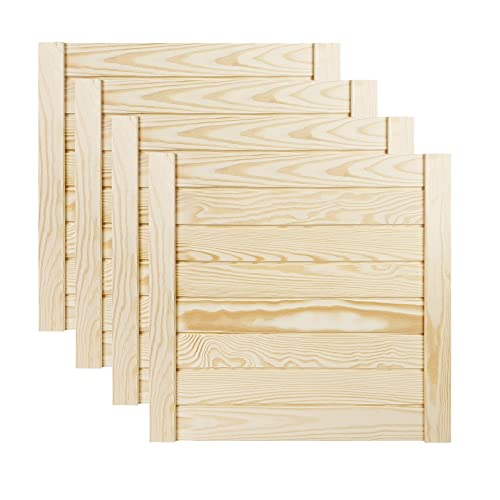 DecoMeister Lamellentür Holztür Natur mit geschlossenen Profilbretter 494x474 mm für Schränke, Regale, Möbel aus Kiefer Holz unbehandelt 4-er Pack von DecoMeister