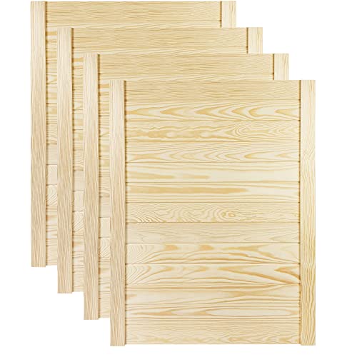 DecoMeister Lamellentür Holztür Natur mit geschlossenen Profilbretter 594x766 mm für Schränke, Regale, Möbel aus Kiefer Holz unbehandelt 4-er Pack von DecoMeister