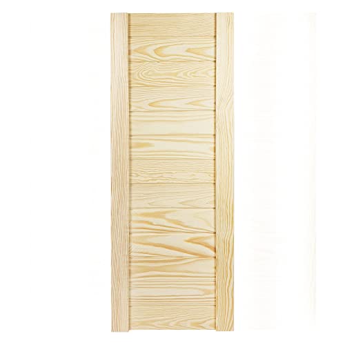 DecoMeister Lamellentür 294x766 mm Holztür Natur mit geschlossenen Profilbretter für Schränke, Regale, Möbel aus Kiefer Holz unbehandelt einzeln von DecoMeister