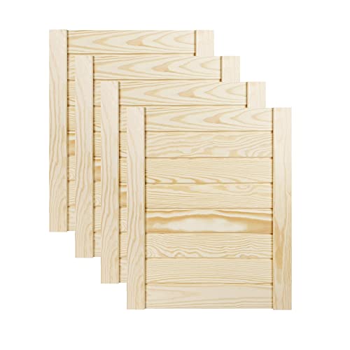DecoMeister Lamellentür Holztür Natur mit geschlossenen Profilbretter 394x474 mm für Schränke, Regale, Möbel aus Kiefer Holz unbehandelt 4-er Pack von DecoMeister