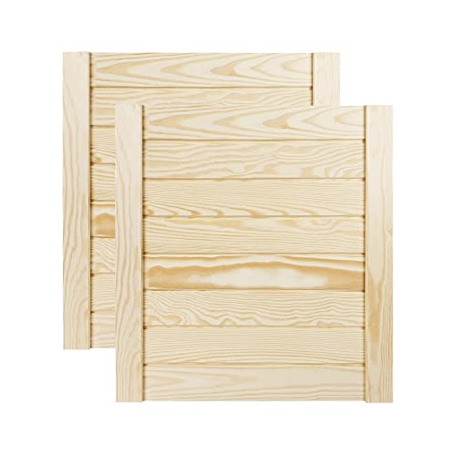 DecoMeister Lamellentür Holztür Natur mit geschlossenen Profilbretter 444x474 mm für Schränke, Regale, Möbel aus Kiefer Holz unbehandelt 2-er Pack von DecoMeister