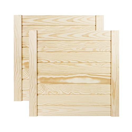 DecoMeister Lamellentür Holztür Natur mit geschlossenen Profilbretter 494x474 mm für Schränke, Regale, Möbel aus Kiefer Holz unbehandelt 2-er Pack von DecoMeister