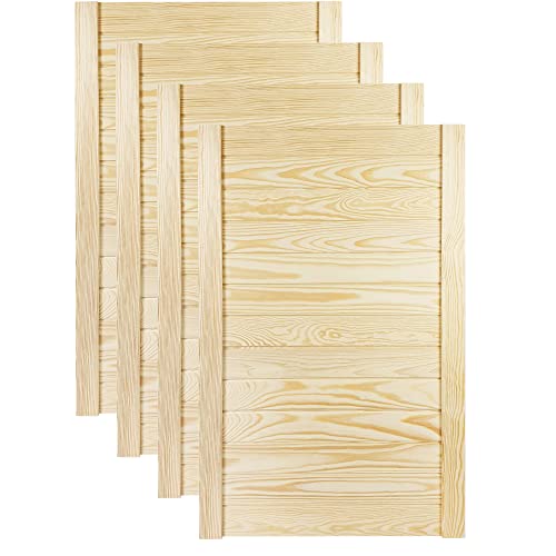 DecoMeister Lamellentür Holztür Natur mit geschlossenen Profilbretter 494x766 mm für Schränke, Regale, Möbel aus Kiefer Holz unbehandelt 4-er Pack von DecoMeister