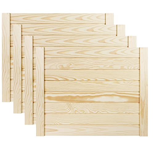 DecoMeister Lamellentür Holztür Natur mit geschlossenen Profilbretter 594x474 mm für Schränke, Regale, Möbel aus Kiefer Holz unbehandelt 4-er Pack von DecoMeister