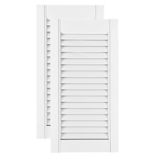 DecoMeister Lamellentüren weiß lackiert aus Holz Massivholz Holztür Schranktür mit offenen Lamellen für Kleiderschrank Möbelfronten 294x606 mm 2-er Pack von DecoMeister