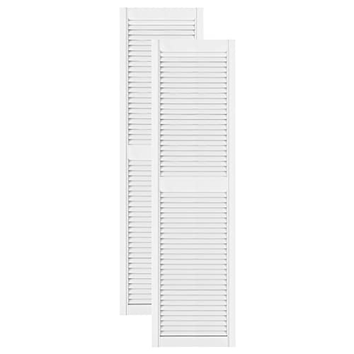 DecoMeister Lamellentüren weiß lackiert aus Holz Massivholz Holztür Schranktür mit offenen Lamellen für Kleiderschrank Möbelfronten 444x1700 mm 2-er Pack von DecoMeister