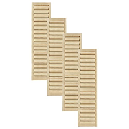 DecoMeister Lamellentüren aus Holz Massivholz Lamellentür Holztür Schranktür mit offenen Lamellen für Kleiderschrank Möbelfronten 394x1700 mm 4-er Pack von DecoMeister