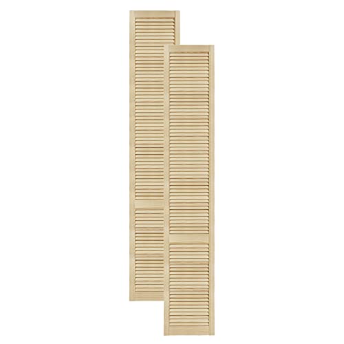 DecoMeister Lamellentüren aus Holz Massivholz Lamellentür Holztür Schranktür mit offenen Lamellen für Kleiderschrank Möbelfronten 394x2422 mm 2-er Pack von DecoMeister