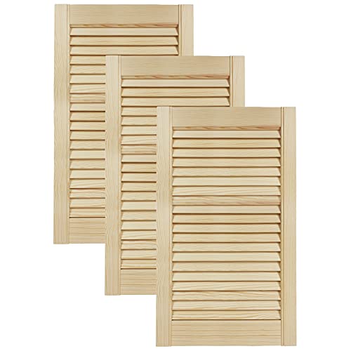 DecoMeister Lamellentüren aus Holz Massivholz Lamellentür Holztür Schranktür mit offenen Lamellen für Kleiderschrank Möbelfronten 394x690 mm 3-er Pack von DecoMeister