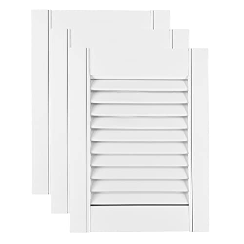 DecoMeister Lamellentüren weiß lackiert aus Holz Massivholz Holztür Schranktür mit offenen Lamellen für Kleiderschrank Möbelfronten 294x395 mm 3-er Pack von DecoMeister