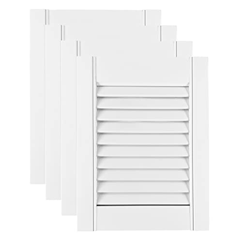 DecoMeister Lamellentüren weiß lackiert aus Holz Massivholz Holztür Schranktür mit offenen Lamellen für Kleiderschrank Möbelfronten 294x395 mm 4-er Pack von DecoMeister