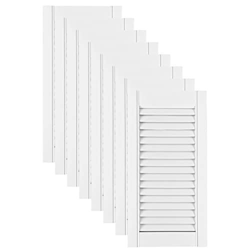 DecoMeister Lamellentüren weiß lackiert aus Holz Massivholz Holztür Schranktür mit offenen Lamellen für Kleiderschrank Möbelfronten 294x606 mm 8-er Pack von DecoMeister
