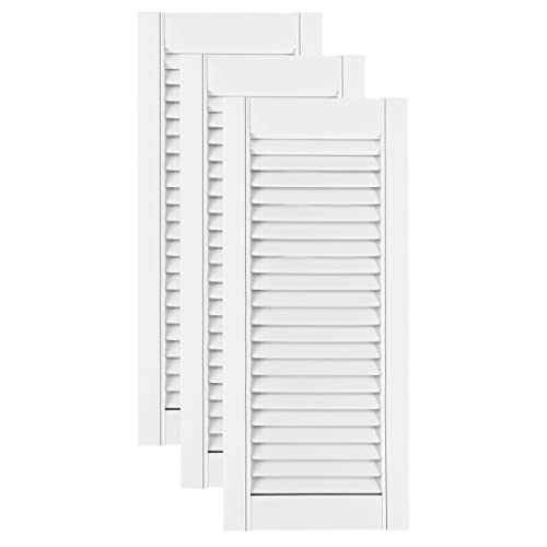 DecoMeister Lamellentüren weiß lackiert aus Holz Massivholz Holztür Schranktür mit offenen Lamellen für Kleiderschrank Möbelfronten 294x720 mm 3-er Pack von DecoMeister