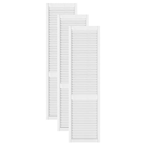 DecoMeister Lamellentüren weiß lackiert aus Holz Massivholz Holztür Schranktür mit offenen Lamellen für Kleiderschrank Möbelfronten 494x2013 mm 3-er Pack von DecoMeister