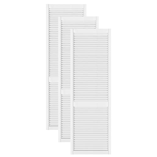 DecoMeister Lamellentüren weiß lackiert aus Holz Massivholz Holztür Schranktür mit offenen Lamellen für Kleiderschrank Möbelfronten 594x2013 mm 3-er Pack von DecoMeister