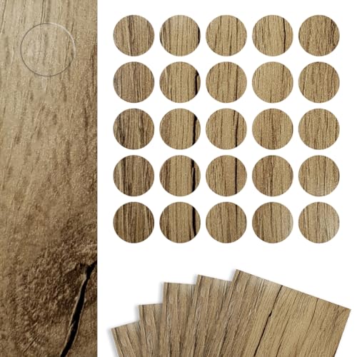 DecoMeister Möbelkappe Selbstklebende Abdeckkappen für Möbel Möbelpflaster Aufkleber Klebepunkte Bohrloch Abdeckung Schraubenabdeckung Ø 14mm Durchmesser à 125 Stück Eiche Grand Natural von DecoMeister