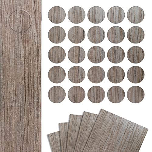 DecoMeister Möbelkappe Selbstklebende Abdeckkappen für Möbel Möbelpflaster Aufkleber Klebepunkte Bohrloch Abdeckung Schraubenabdeckung Ø 14mm Durchmesser à 125 Stück Silber Wenge von DecoMeister