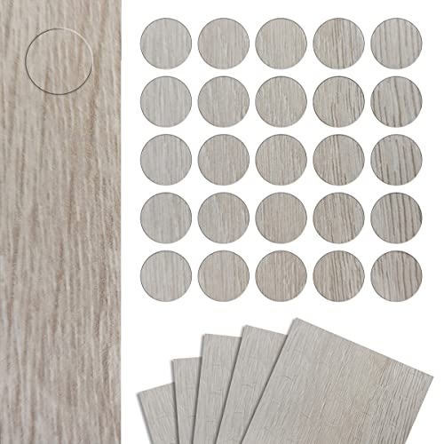 DecoMeister Möbelkappe Selbstklebende Abdeckkappen für Möbel Möbelpflaster Aufkleber Klebepunkte Bohrloch Abdeckung Schraubenabdeckung Ø 14mm Durchmesser à 125 Stück Weiße Wilton Eiche von DecoMeister
