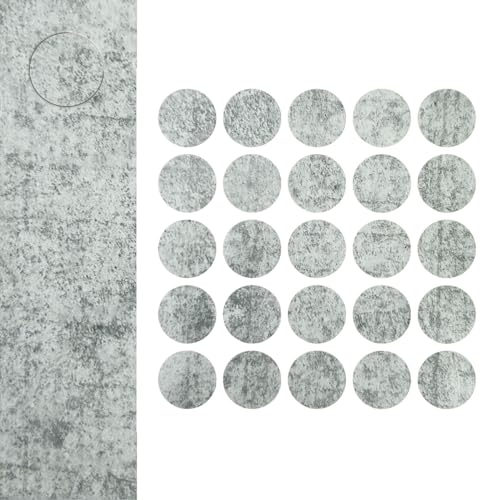 DecoMeister Selbstklebende Abdeckkappen für Möbel Möbelpflaster Aufkleber Klebepunkte Bohrloch Abdeckung Schraubenabdeckung Ø 14mm Durchmesser à 25 Stück Bellato Grau von DecoMeister