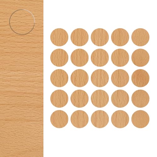 DecoMeister Selbstklebende Abdeckkappen für Möbel Möbelpflaster Aufkleber Klebepunkte Bohrloch Abdeckung Schraubenabdeckung Ø 14mm Durchmesser à 25 Stück Helle Buche von DecoMeister