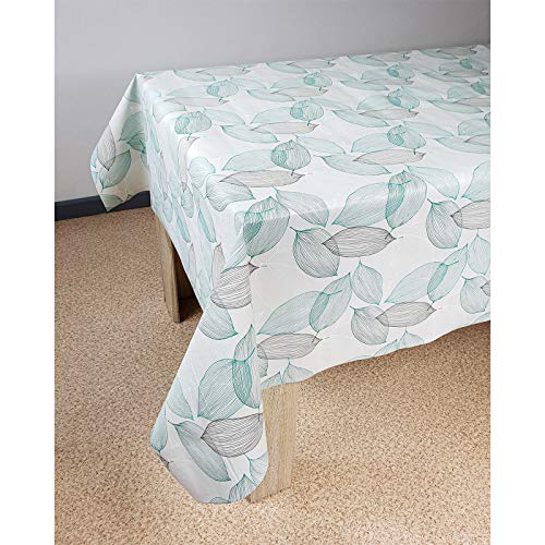 DecoMeister Wachstuch Tischdecke Tischbelag Tischabdeckung abwaschbar Tischtuch Tischfolie Tischplattenschutz Vinyl-Tischdecke Küche Esszimmer Küchentisch 140x100cm Blaue Blätter von DecoMeister