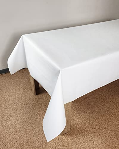 DecoMeister Wachstuch Tischdecke Tischbelag Tischabdeckung abwaschbar Tischtuch Tischfolie Tischplattenschutz Vinyl-Tischdecke Küche Esszimmer Küchentisch 140x160 cm Weiß von DecoMeister