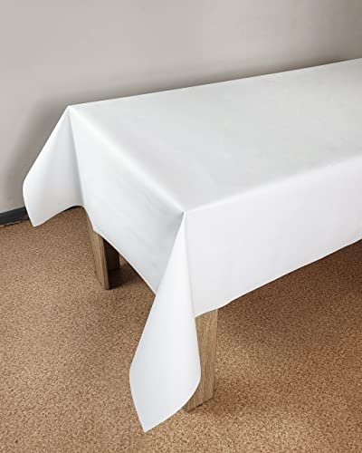 DecoMeister Wachstuch Tischdecke Tischbelag Tischabdeckung abwaschbar Tischtuch Tischfolie Tischplattenschutz Vinyl-Tischdecke Küche Esszimmer Küchentisch 140x300 cm Weiß von DecoMeister