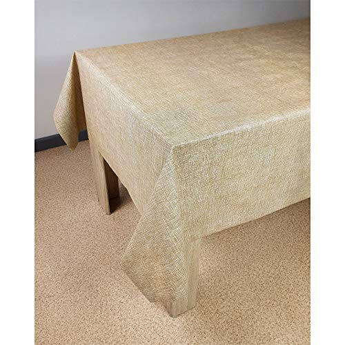 DecoMeister Wachstuch Tischdecke Tischbelag Tischabdeckung abwaschbar Tischtuch Tischfolie Tischplattenschutz Vinyl-Tischdecke Küche Esszimmer Küchentisch 140x220 cm Braune Leinen von DecoMeister