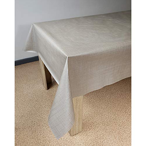 Wachstuchtischdecke 140x350 cm | Wachstischdecke mit wasserabweisender und lebensmittelecht PVC-Beschichtung | Outdoor-Tischdecken für Garten und Küche | Tischdecke wetterfest | Sharon Grau von DecoMeister