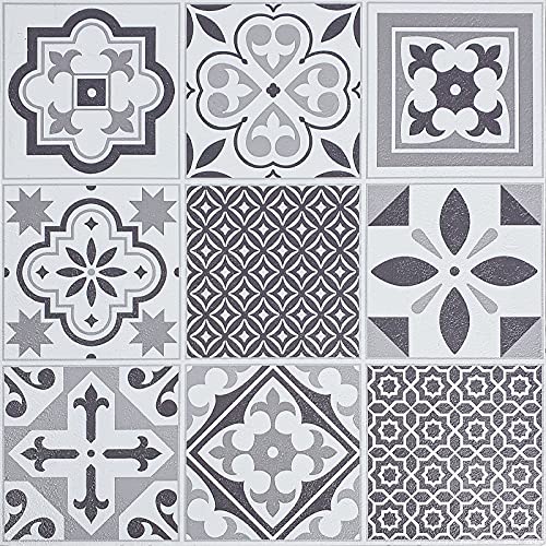 Decomeister Selbstklebende Bodenfliesen Kunststoff Fliesen Vinyl-Fliesen Klebefliesen Dekorfliesen mit Kleber Bodenbelag 1m² – 11 Stück á 30,5 x 30,5 cm Ornament Oriental tiles von DecoMeister
