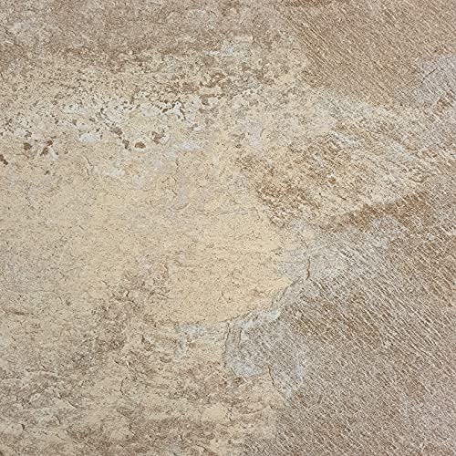 Decomeister Selbstklebende Bodenfliesen Kunststoff Fliesen Vinyl-Fliesen Klebefliesen Dekorfliesen mit Kleber Bodenbelag 1m² – 11 Stück á 30,5 x 30,5 cm Schiefer Hell Steinoptik von DecoMeister