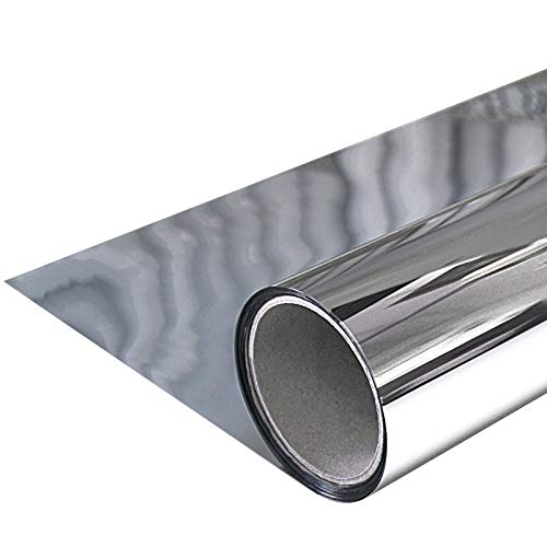 Spiegelfolie Fenster 100x100 cm | Sichtschutzfolie selbstklebend | Sonnenschutzfolie Hitzeschützend für Außen | Fensterfolie für Tagessichtschutz und UV-Schutz | Spiegel Silber von DecoMeister