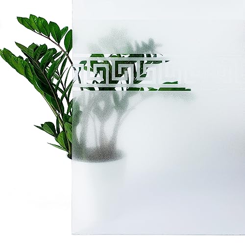 Fensterfolie statisch 45x740 cm | Sichtschutzfolie Fenster Milchglasfolie statisch haftend | Folie Fenster für Bad und Büro - Sichtschutz erhalten | Griechische Muster von DecoMeister