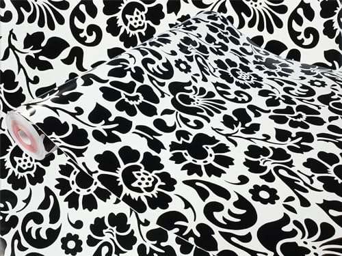 Klebefolie Möbel 45x25 cm | Möbelfolie selbstklebend im Deko-Stil | Folie für Möbel zur einfachen Renovierung von Türen, Tischen und Regalen | Klebefolie dekorativ und abwaschbar | Ornament Schwarz von DecoMeister