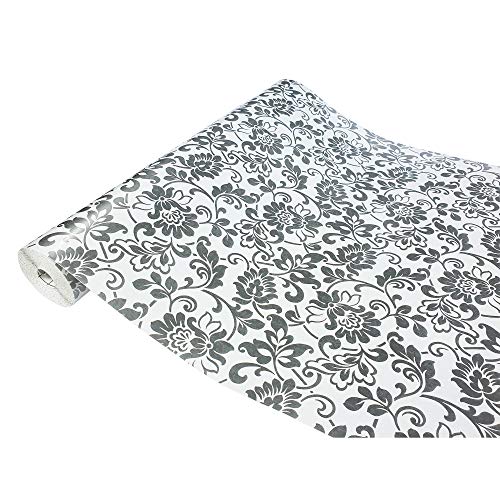 Klebefolie Möbel 67,5x50 cm | Möbelfolie selbstklebend im Deko-Stil | Folie für Möbel zur Renovierung von Türen, Tischen und Regalen | Klebefolie dekorativ und abwaschbar | Blumen Ornament Grau von DecoMeister