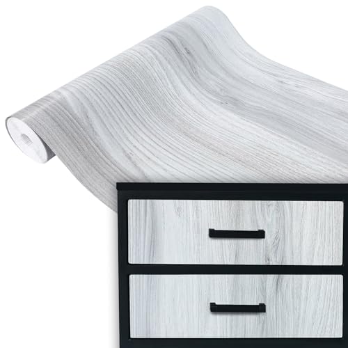 Klebefolie Möbel 90x100 cm | Selbstklebende Möbelfolie in Holzoptik - wasserfest und zuschneidbar | Folie für Möbel ideal zum Renovieren von Schränken, Türen und Arbeitsplatten | Hellgraue Eiche von DecoMeister