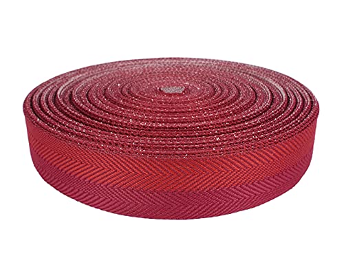 DecoMeister Teppicheinfassband Abschlussband Einfassband Klebeband zum Aufbügeln Klebe Saumband Fischgrätmuster Zweifarbig Teppich Polstermöbel Autopolsterung 40mm Breite x 1000cm Rot- Rubinrot von DecoMeister