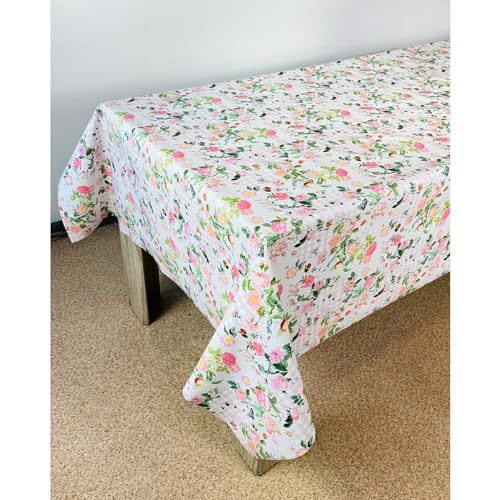 Wachstuchtischdecke 140x400 cm | Wachstischdecke mit wasserabweisender PVC-Beschichtung | Outdoor-Tischdecken für Garten und Küche | Tischdecke wetterfest und fleckabweisend | Blumenkaro von DecoMeister