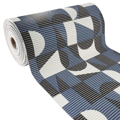 Weichschaummatte Bad 400x65 cm | Badematte aus weichem, atmungsaktivem PVC | Antirutschmatte Bad für Innen- und Außenbereiche | Badteppich Weichschaum mit sicherem Halt auch bei Nässe | Retro Blau von DecoMeister