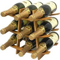 Decomil - 9 Flasche Samurai Style Stapelbares Modulares Weinregal Regal Massiv Bambus Weinhalter Display Regale, Wackelfrei | 9 Flaschen Kapazität von DecoMil