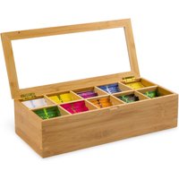 Decomil - Box Für Teebeutel, Bambus-Teebeutel-Organizer, Aufbewahrungsbox, Schränke Oder Arbeitsplatte, Teebox Mit 10 Fächern von DecoMil