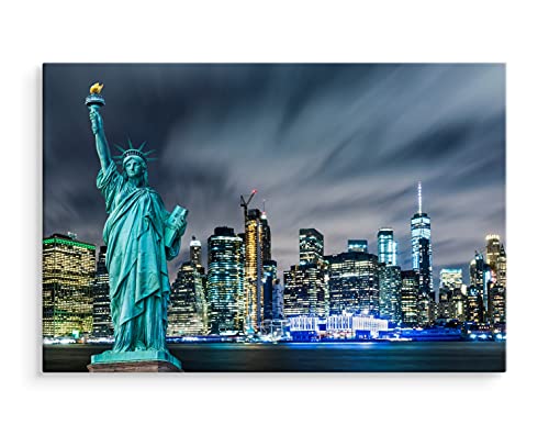 DecoNest - Bild auf Leinwand gedruckt - Die Freiheitsstatue vor der Kulisse der New Yorker Wolkenkratzer - 40X30 cm Malerei für Wohnzimmer, Schlafzimmer, Küche - CANVAS von DecoNest