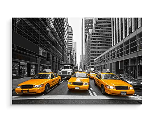 DecoNest - Bild auf Leinwand gedruckt - Gelbe Taxis in der Innenstadt von New York - 40X30 cm Malerei für Wohnzimmer, Schlafzimmer, Küche - CANVAS von DecoNest