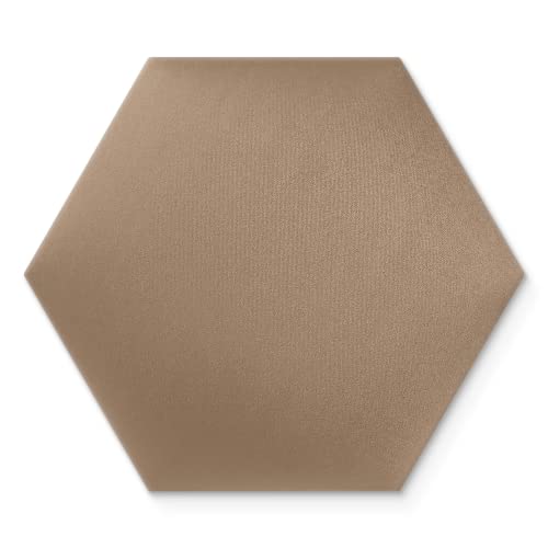 Wandkissen 3D-Wandpaneele zur Selbstmontage, aus Veloursstoff mit weicher Füllung Kopfteil als Dekoration für Schlafzimmer Büros Kinderzimmer Flure - Hexagon 30x26 cm Beige von DecoNest