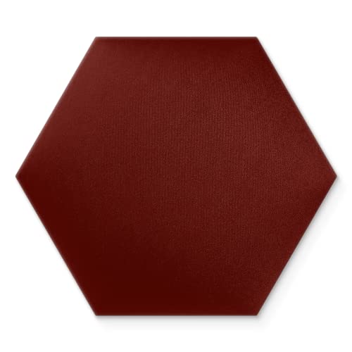 Wandkissen 3D-Wandpaneele zur Selbstmontage, aus Veloursstoff mit weicher Füllung Kopfteil als Dekoration für Schlafzimmer Büros Kinderzimmer Flure - Hexagon 30x26 cm Rotwein von DecoNest